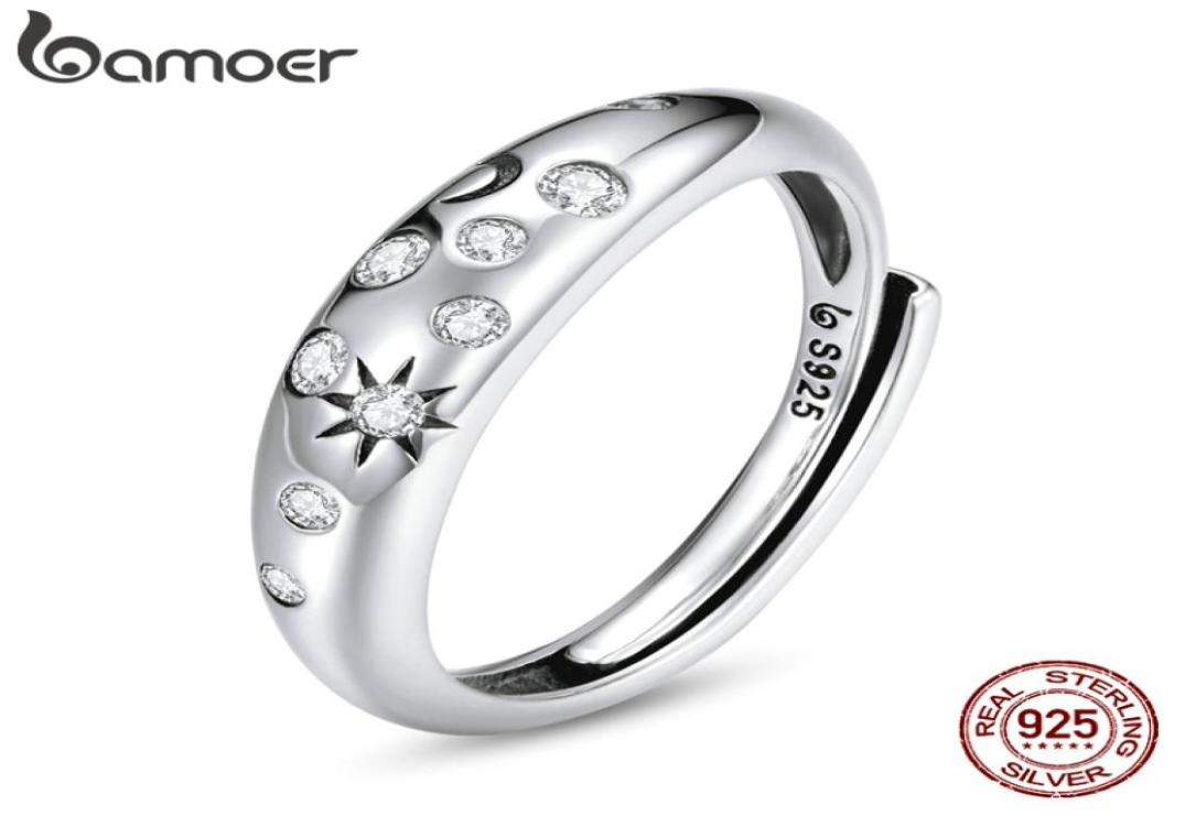 

bamoer 925 Sterling Silver Shiny Star Stone Finger Starry Sky Adjustable Rings for Women Engagement Fashion Jewelry BSR1825232285