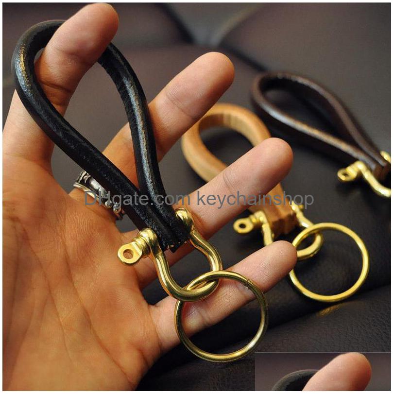 

Key Rings Retro Chain Metal Leather Keychain Party Minimalist Style Hook Horseshoe Buckle Drop Delivery Jewelry Dhmhk
