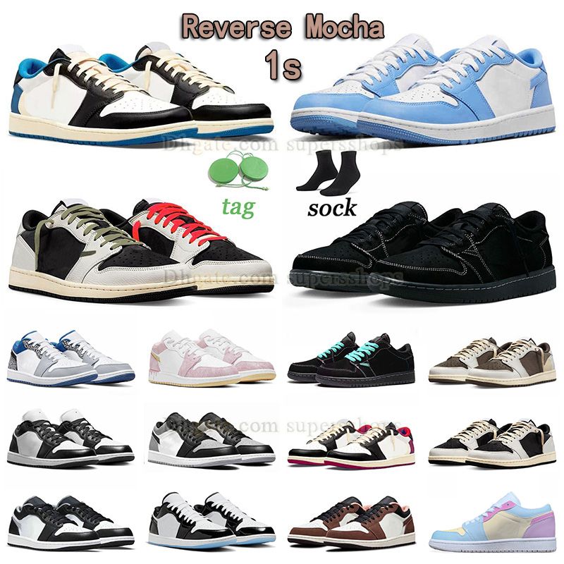 

men women quality 1s basketball shoes jumpman 1 low fragment black phantom ts og olive golf unc white outdoor sneakers trainers chicago tiffany blue mocha brown paris, C04 36-47 ts black toe