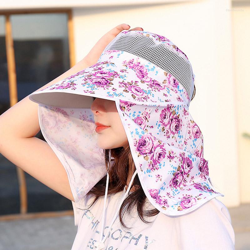 

Wide Brim Hats Summer Sun Protection For Women Breathable Sunscreen Hat Outdoor Travel Beach Caps Adjustable Printing