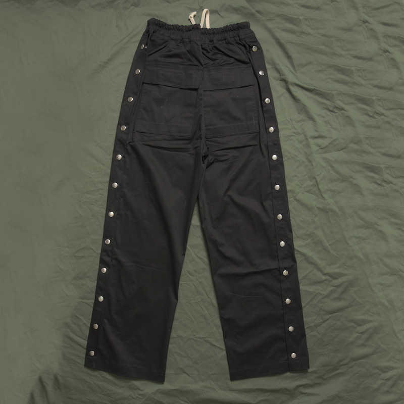 

RICK RO OWENS Buckle Pants Loose Straight Fashion Show Normal Crotch Men's Pants Trend, Black
