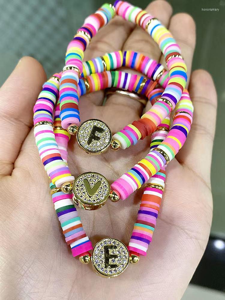 

Charm Bracelets Crossborder Style A-Z English 26 Letters Zircon Micro-inlaid Bracelet Women Summer Beach Jewelry Factory Direct Sales