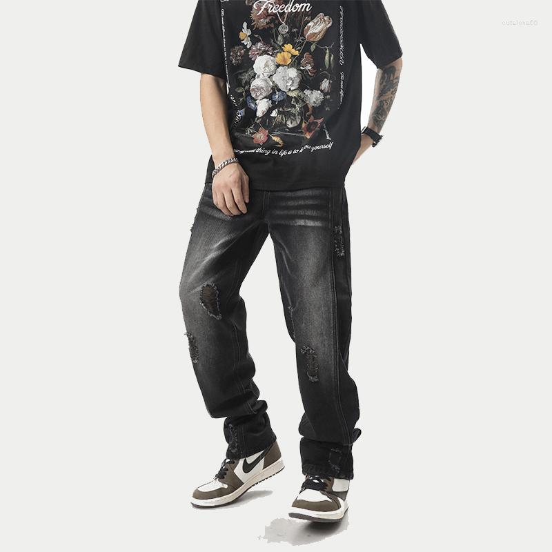 

Men's Jeans Korean Design Fashion Denim Trousers Y2K Men's High Stree Casual Vintage Pants Wholesale, Black