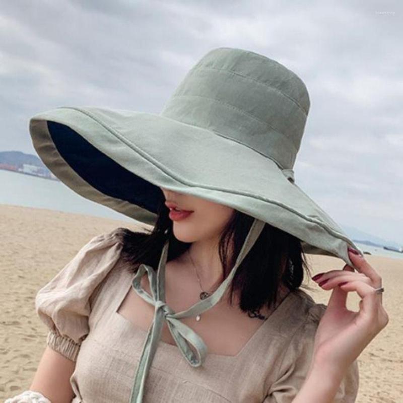 

Wide Brim Hats Summer Outdoor Beach UV Proof Double Side Sun Protection Hat Bucket Fisherman Cap Large, Black