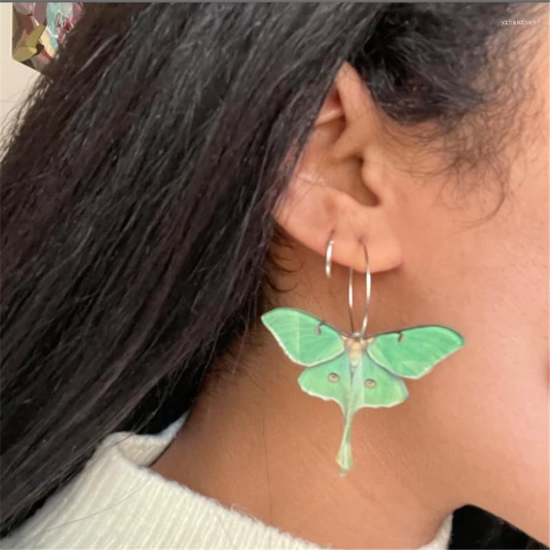 

Dangle Earrings Mystic Green Moth Drop Large Hook For Women & Girls Acrylic Jewelry Gift Black Halloween Accessory