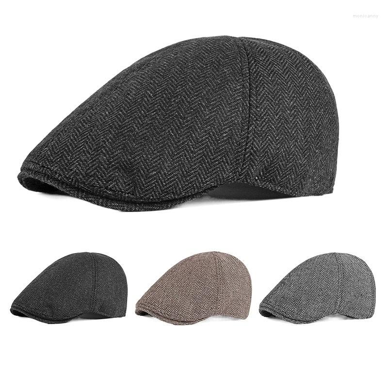 

Berets British Style Beret Men's Cap Literary Retro Korean Fashion Striped Octagonal Sboy Hats For Men And Women, A06-black