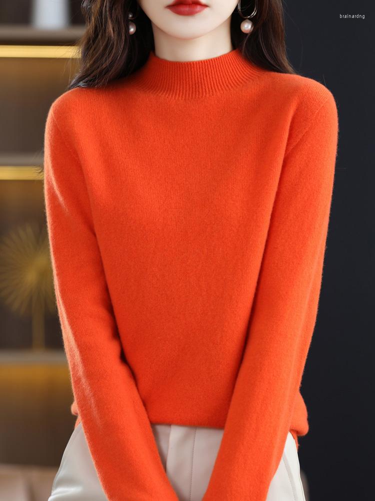 

Women's Sweaters Pure Wool Half-neck Pullover Autumn /Winter Cashmere Sweater Woman Casual Knitted Tops Female Jacket 19 Colors S-XXXL, Violet