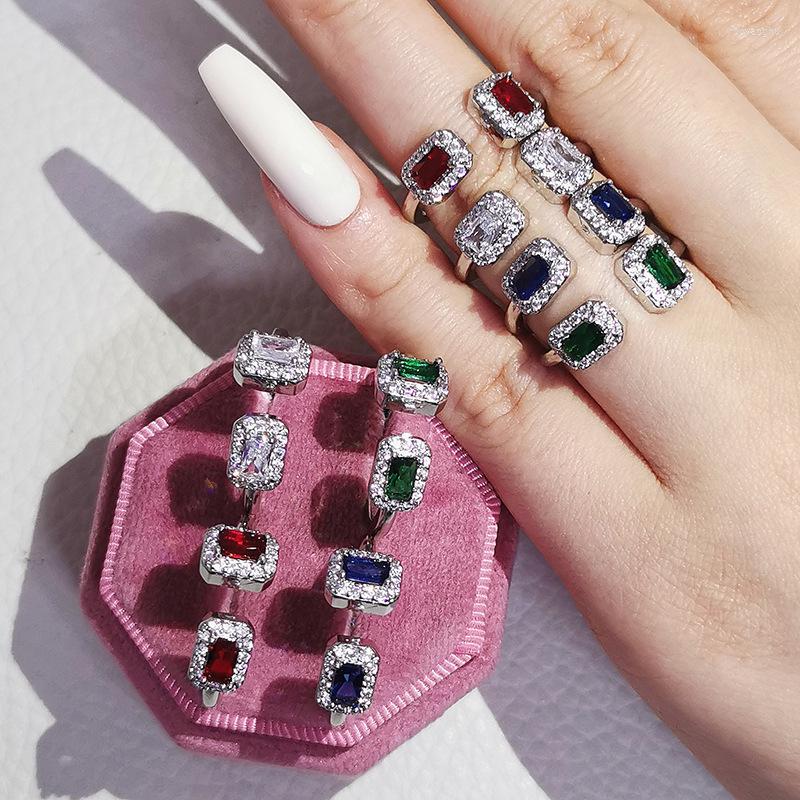 

Wedding Rings MASA Trends Luxury Sparkling Open Rhinestone Ring For Women Elegant Red Color Gem Bride Advanced Party Jewelry Gifts