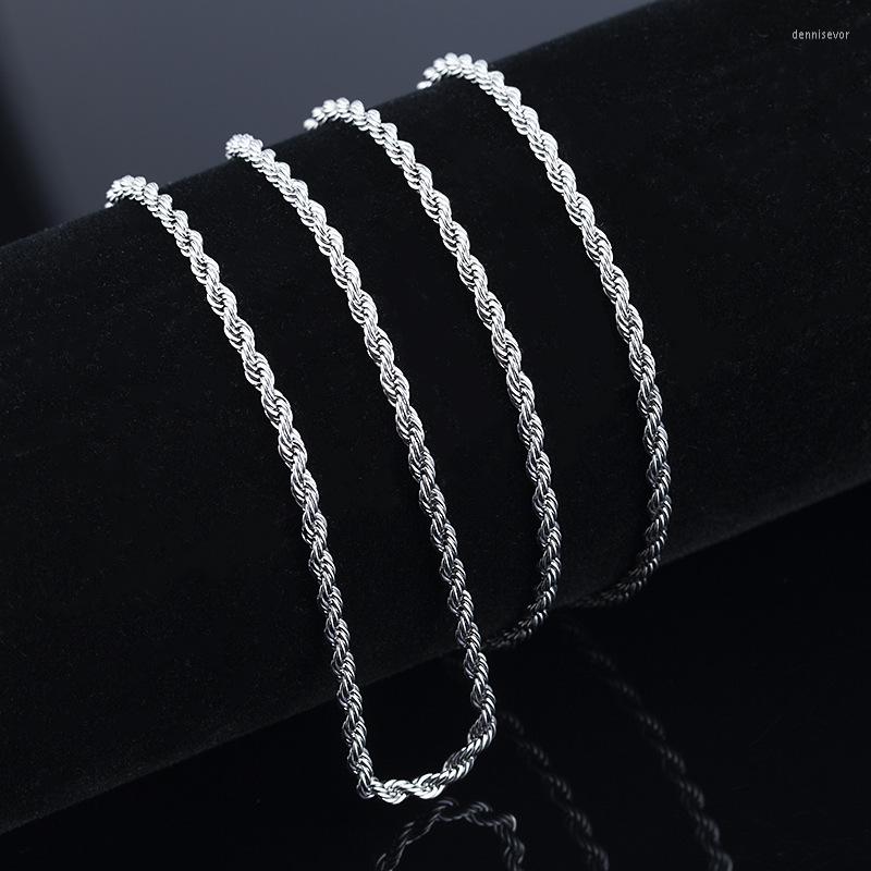 

Chains Korean Fashion 2MM 16-30INCHES 925 Stamp Silver Color Rope Chain Necklace For Woman Party Wedding Accessories Jewelry Gifts