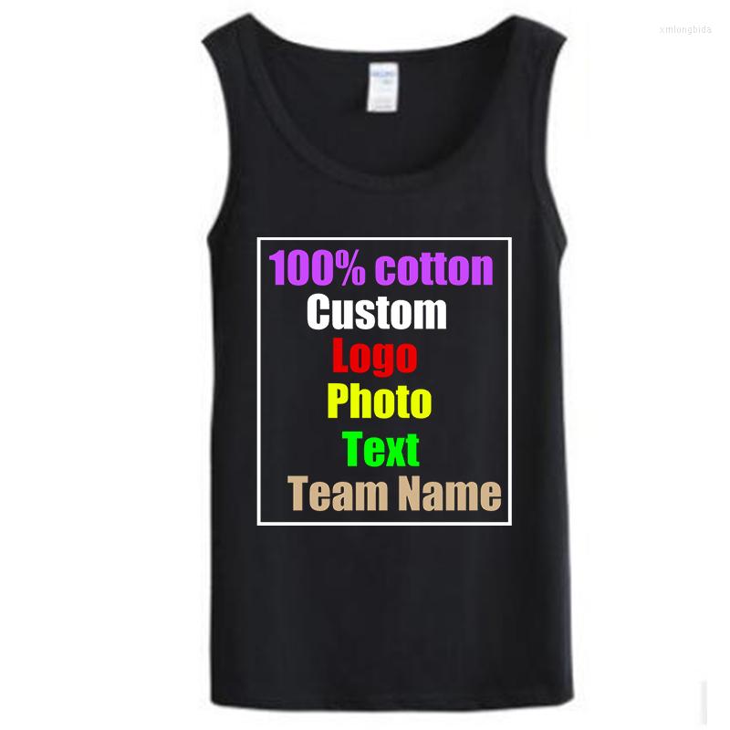 

Men's Tank Tops Customized Picture LOGO Vest Sleeveless Blank Cultural Shirt Men, Black