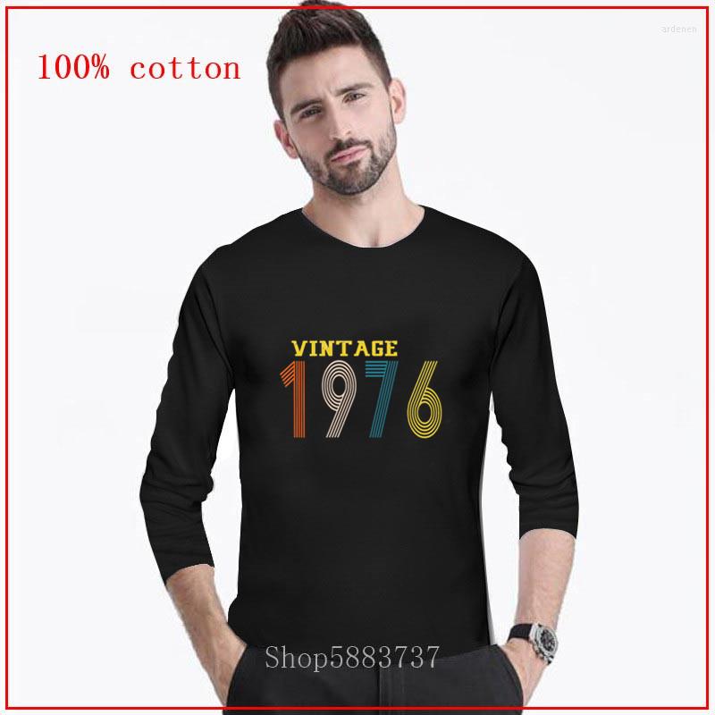 

Men's T Shirts 2023 Vintage 1976 44th Birthday Gift Men Shirt Big Size Cotton Long Sleeve Custom Comfortable All Tee, No print