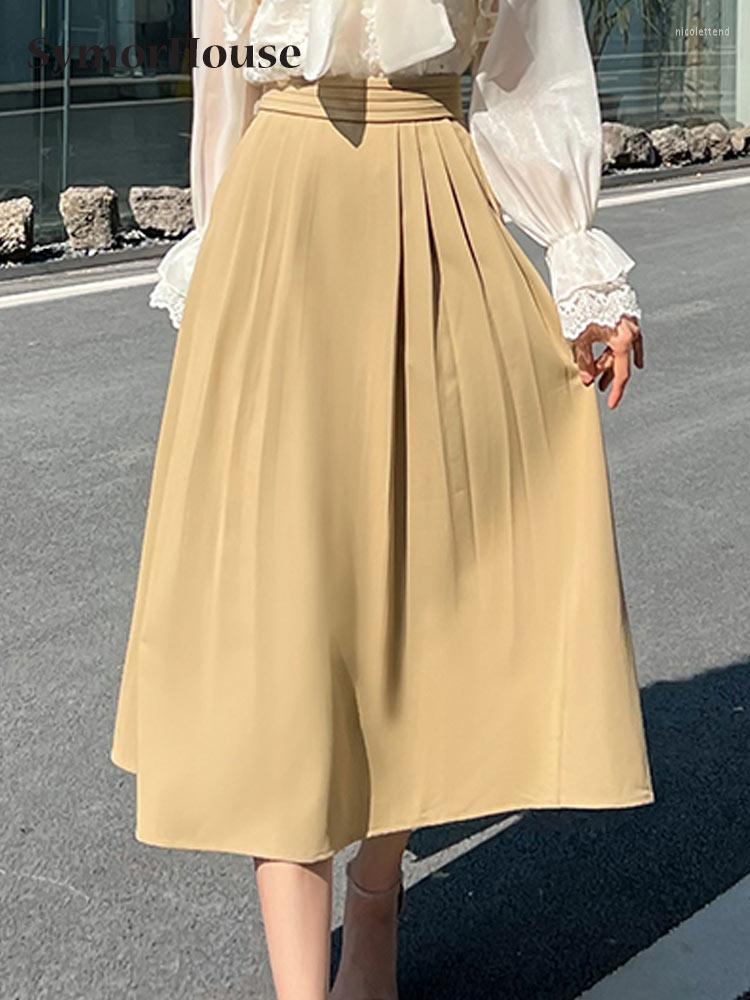 

Skirts Fashion Elegant Casual A-Line Women 2023 Spring Summer High Waist Umbrella Skirt Loose Pleated Female, Black