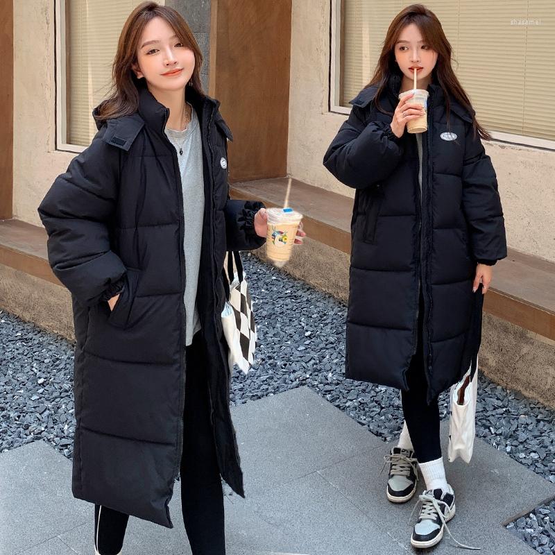 

Women' Trench Coats 2023 Fashion Women Winter Oversize Long Outwear Thick Hooded Causal Loose Padded Jacket Ladies Solid Cotton Puffer, Black