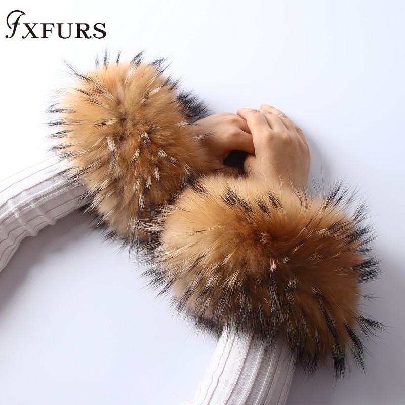 

Sleevelet Arm Sleeves Real Women Genuine Fur Cuffs Hand Wear Raccoon Cuff Lady Bracelet Wristband Warmer Decoration Sleeve 230512