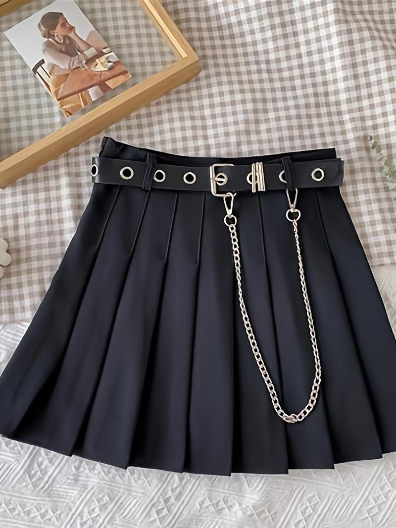 

Skirts High Waist Chain Cargo Skirt Slim Vintage Short, Grey