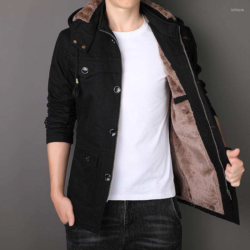 

Men's Jackets Men Clothing Autumn Winter 2023 Men's Plus Velvet Business Windbreaker Large Size Mid-length Jacket Cotton Trend, Black
