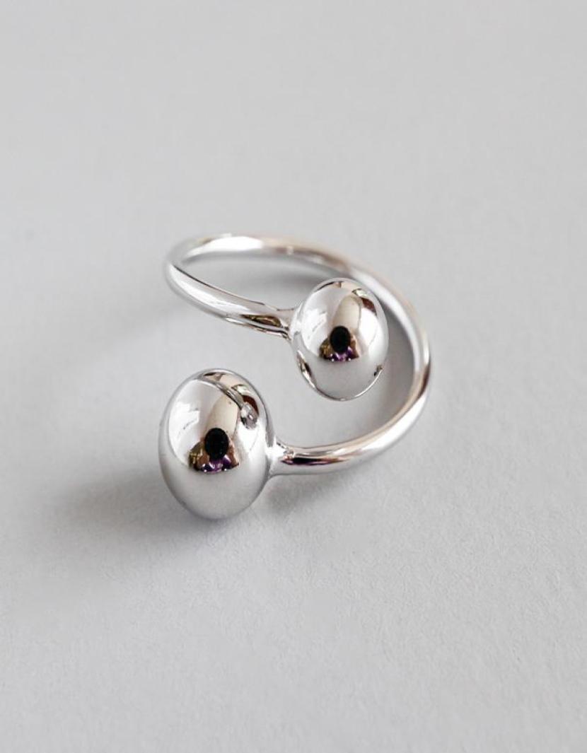 

Solitaire Ring Simple 100 925 Sterling Silver Double Ball s For Women Accessaries Trendy Opening Adjustable Female 925 Jewelry 2214713071