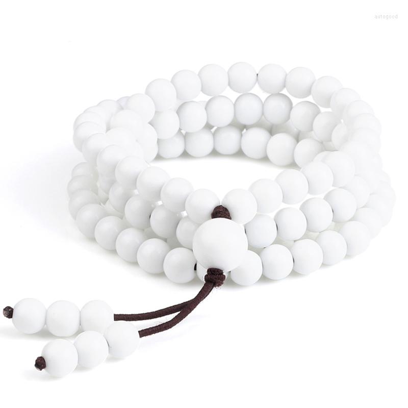 

Strand Trendy 108 Beaded Mala Prayer Bracelet White Porcelain Natural Stone Charm Necklace Lucky Yoga Bracelets Jewelry For Women Men
