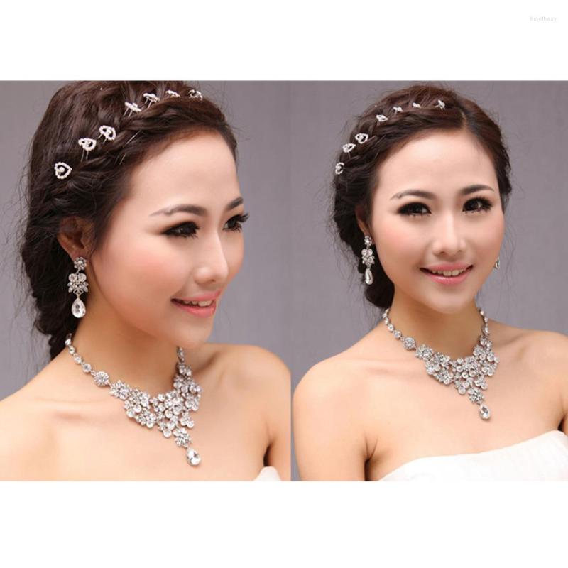 

Necklace Earrings Set Bridal Wedding Party Crystal Rhinestone Pendant &, Picture shown