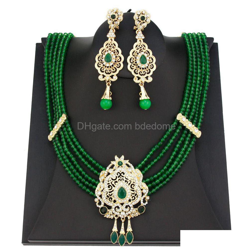 

Jewelry Sets Sunspicems Morocco Bride Set Arabic Women Natural Stone Beaded Necklace Drop Earring Caftan Bijoux Delivery Dhs1E