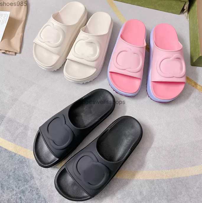

2023 Designer Sandal Women Men Rubber Leather Slide Sandal Dress Shoe Wedges Sandal Beach Slippers Luxury Summer Platform SlideThick Bottom Size 35-45 With Box NO354