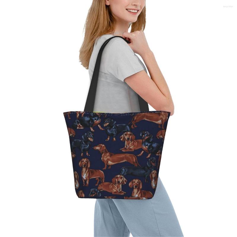 

Shopping Bags Cute Dachshund Dogs Designer Women's Bag Shopper Simple Fashion Zipper Handbags Large Capacity Tote Shoulder For Women, Beige