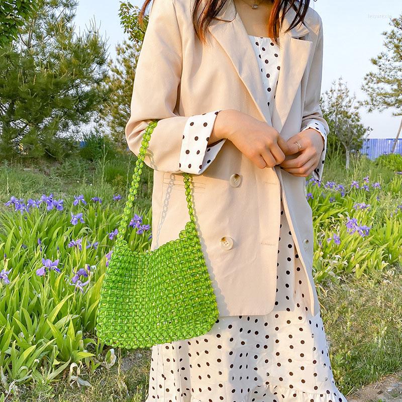 

Evening Bags 2023 Ladies Acrylic Single-Shoulder Bag Multipurpose Solid Color Beaded Handbag For Travel Shopping, Army green
