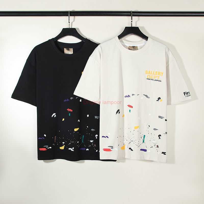 

Designer Fashion Clothing Tees Tshirt Galleryes Deptes Colorful Speckle High Street Style Half Sleeve Tshirt Vintage Summer Hardwork American Fashion Short Sleev, Black gz-3296