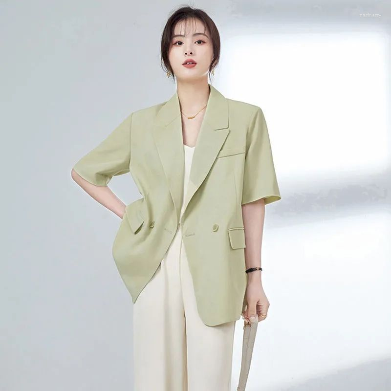 

Women' Suits Lnsozkdg Japanese Women' Suit Summer 2023 Avocado Green Jacket Female Ly Thin Loose Casual Short-sleeved