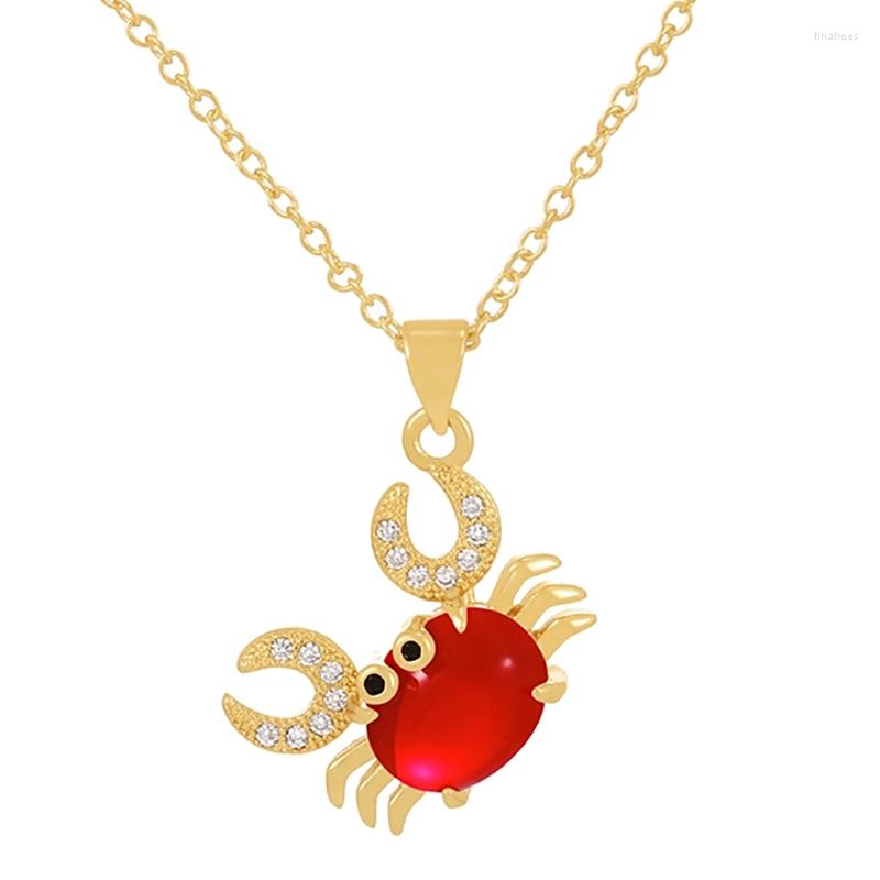 

Pendant Necklaces Simple Cute Gold Color Crab For Women Luxury Charming Colorful Crystal Statement Necklace Party JewelryPendant