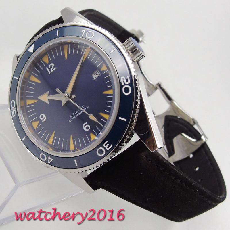 

Wristwatches Est Top Brand 41mm Debert Blue Dial Ceramic Bezel Date Mens Watches Automatic Movement Mechanical Men's WristwatchesWristwa, Seagull movement