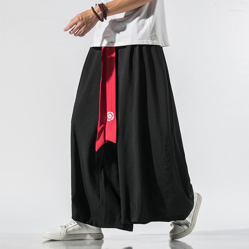 

Men's Pants 2023 Loose Mens Wide Leg Casual Men Cotton Linen Sweatpants Fashion Elastic Waist Trousers Male Belt Streetwear, D01