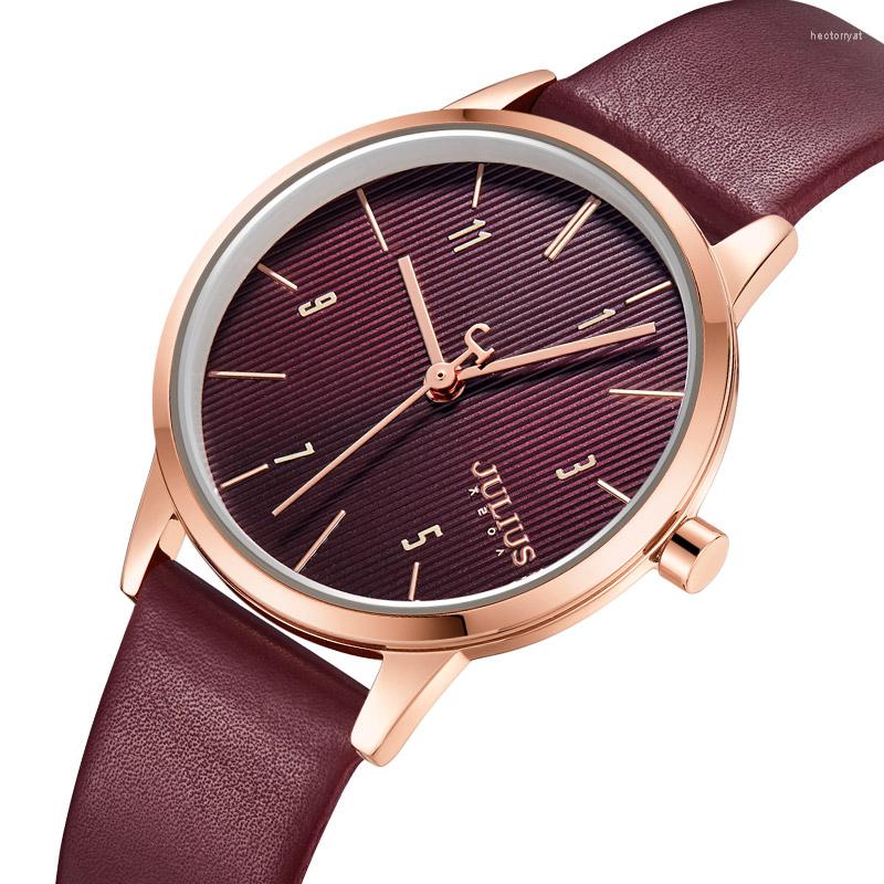 

Wristwatches Cute Simple Julius Women's Watch Japan Mov't Hours Fashion Clock Real Leather Bracelet Girl's Birthday Lucky Gift, Ivory