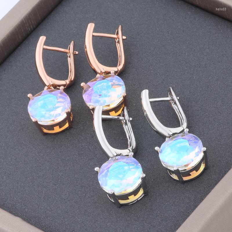 

Dangle Earrings 2023 Luxury Unusual 585 Rose Gold Color Vintage Jewelry 12mm Round For Women Wedding Party Fashion