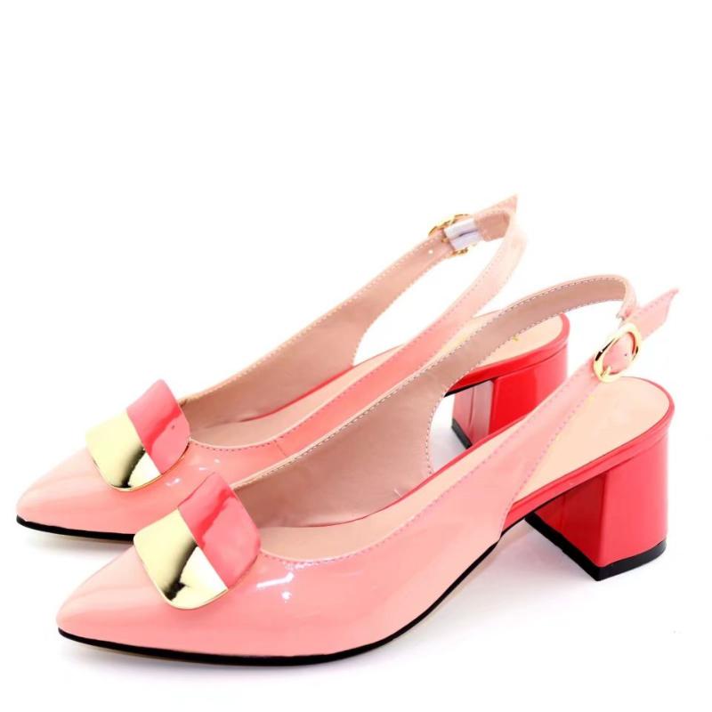

Dress Shoes Pink Women Pumps With Metal Decoration African For Party V8106 Heel 5CM
