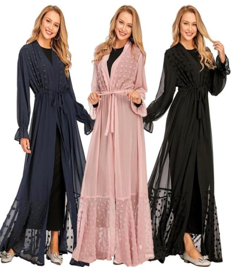 

New Arrival Islmaic kimono peignoir Muslim Abaya Lovely open Kaftan Dress Turkey Hijab Abayas Islamic Clothing Cute Design F17189881023