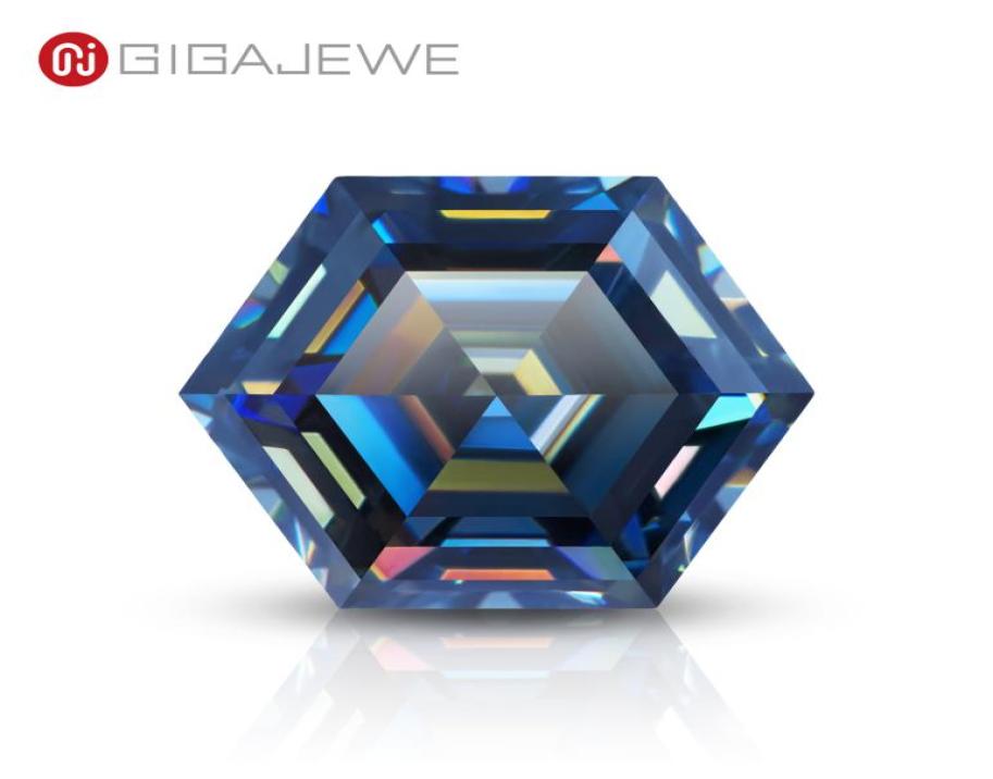 

GIGAJEWE Loose Moissanite HandCutting Hexagon Cut Blue Color VVS1 Premium Gems For Jewelry Making9675823