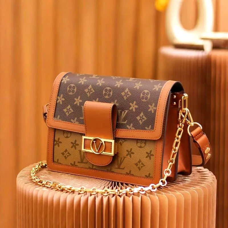 

Classic Women Shoulder bags Leather Elegant Messenger Bag Luxury Crossbody Leather Fashion Handbags Purses Flower Mini cosmetic bag Tote, Brown flower