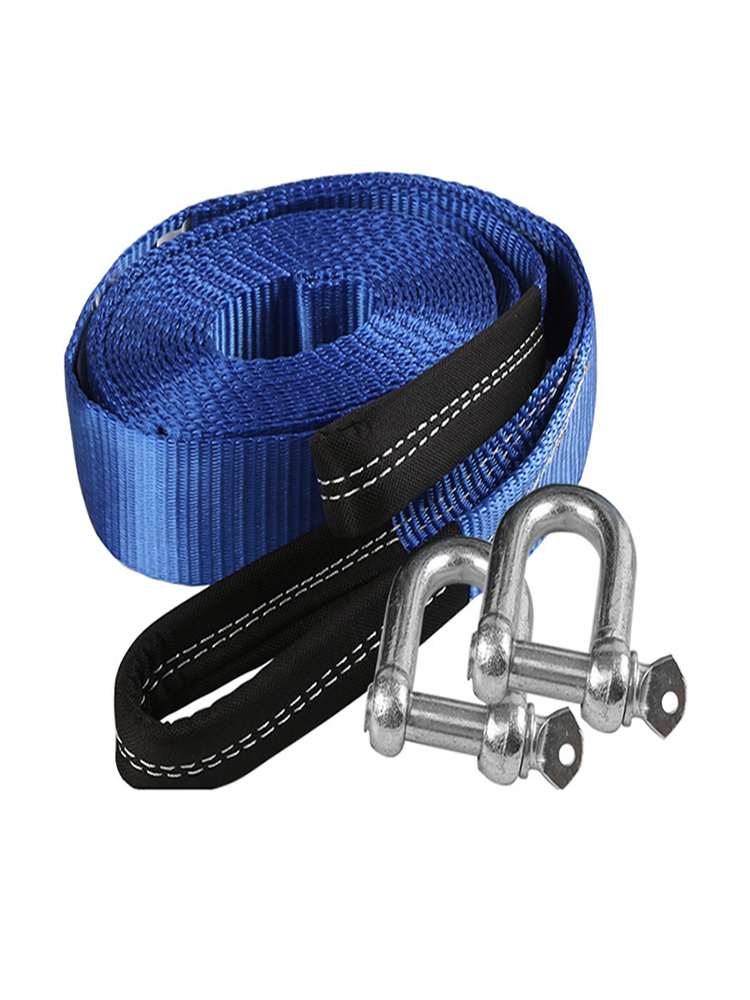 

8Tons Car Towing Rope Strape Cable With U Hooks Shackle High Strength Nylon With Reflective Light For Car Truck Trailer SUV