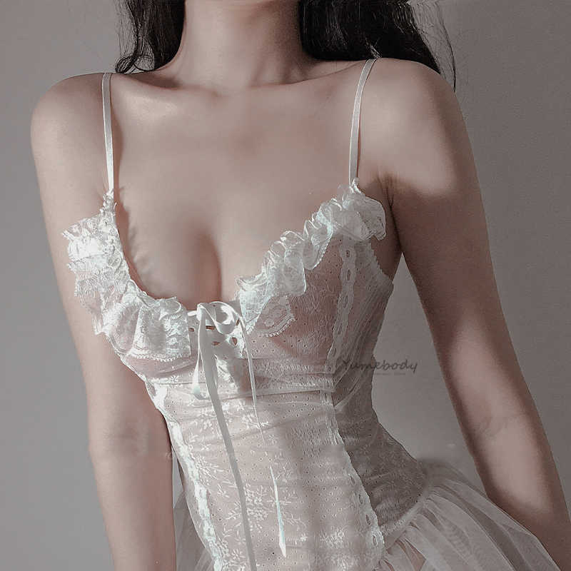 

NXY Sexy Set Lolita Princess Uniform Sweet Wedding Lace Mesh Kawaii Lingerie Fluffy Suspender Sleeping Dress Costumes for Women Bride 230426, Black