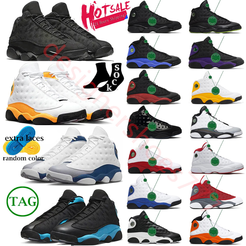 

13s men women Jumpman 13 Outdoor shoes Playoff University Blue French Brave Del Sol Obsidian red Flint Starfish Black Cat Bred Court Purple trainers outdoor, Color # 4