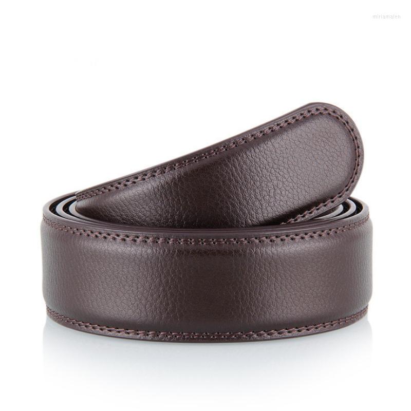 

Belts Luxury Men No Buckle Belt PU Leather For Automatic Waist Strap Long Black Brown Male High Quality Jeans Waistband 3.5CM