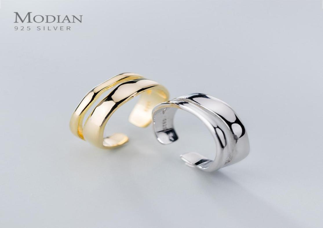 

Modian Gold Color Double Circle Genuine Sterling Silver 925 Ring for Women Open Adjustable Finger Fashion Fine Jewelry Gift7861515