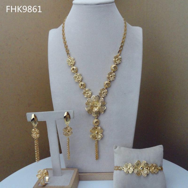 

Necklace Earrings Set & Yuminglai Special Design African Sets Flower Shape Fashion Jewelry For Woman FHK9861/FHK9862Earrings, Picture shown