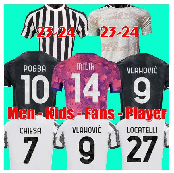 

fans player version soccer jerseys home juvent DI MARIA VLAHOVIC KEAN POGBA CHIESA McKENNIE LOCATELLI top jerseys 22 23 JUVE Kits men Kids unifor