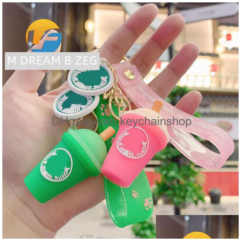 

Key Rings Milk Tea Cup Keychain 4 Styles Fashion Ring Party Gift Cute Bag Pendant Drop Delivery Jewelry Dhqpy