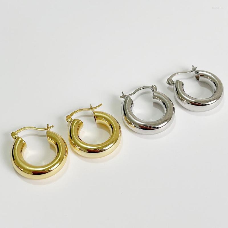 

Hoop Earrings Real 925 Sterling Silver For Women C Tube Round Circle Earings Ear Piercing Polished Korean Minimalist Jewelry