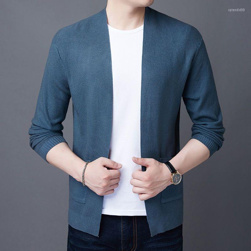 

Men's Sweaters 2023 Autumn Winter Men Solid Color Knitted Cardigan Male Fashion Casual Double Pocket Coats Sweater Jackets Clothes D152, Black