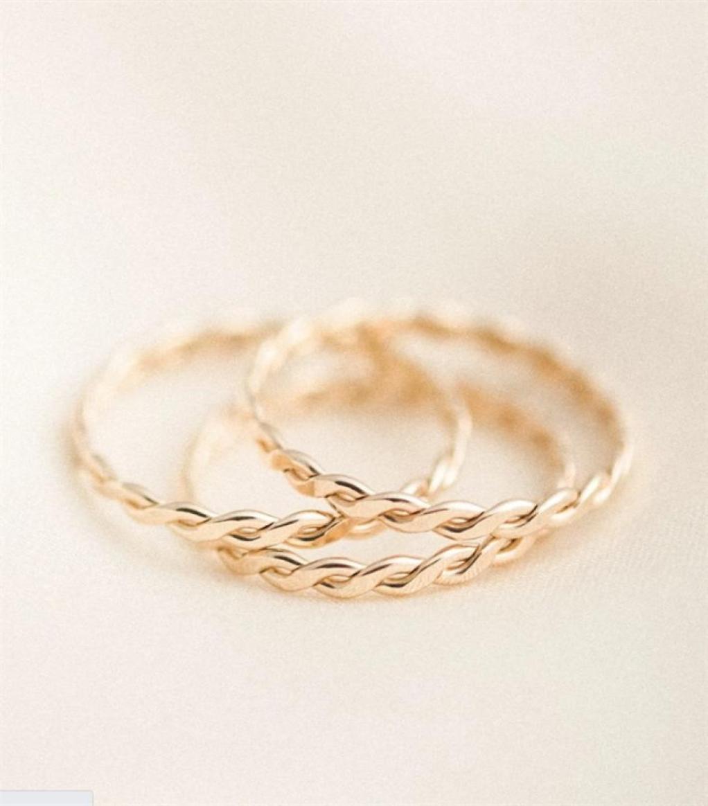 

Solitaire Ring Braided 14K gold filled Knuckle Boho Gold Jewelry Anillos Mujer Minimalistic Stacking Bohemian for Women 2211094795711