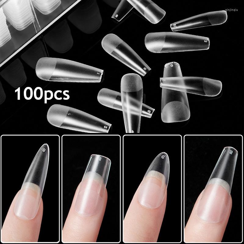 

False Nails Sdotter 100Pcs Fake Matte Coffin Almond Flase Nail Tips Press On Acrylic Clear Extension Seamless Manicure Acces